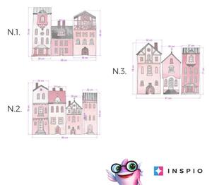 INSPIO-textilná prelepiteľná nálepka - Nálepky na stenu Domčeky ružové
