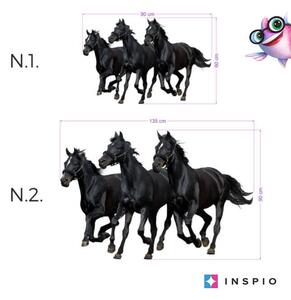INSPIO-textilná prelepiteľná nálepka - Samolepka na stenu Tri čierne kone