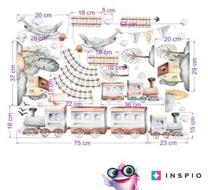 INSPIO-textilná prelepiteľná nálepka - Samolepiace tapety na stenu - Vlak šedý