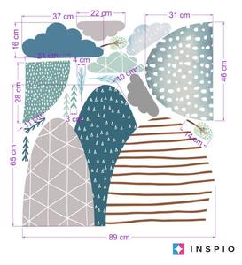 INSPIO-textilná prelepiteľná nálepka - Samolepky na stenu Kopce a mráčiky