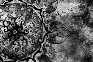 Samolepiaca tapeta čiernobiela Mandala - 225x150