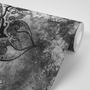 Samolepiaca tapeta čiernobiela Mandala - 225x150