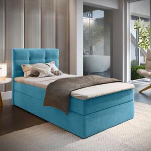 Čalúnená posteľ boxspring GLORIEN VELVET 90x200 cm modrá Matrac: Bonell pružinová matrac