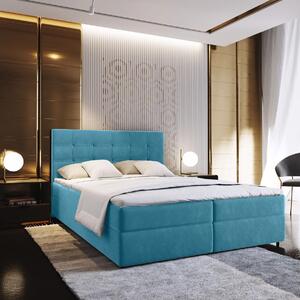 Čalúnená posteľ boxspring GLORIEN VELVET 140x200 cm modrá Matrac: Bonell pružinová matrac