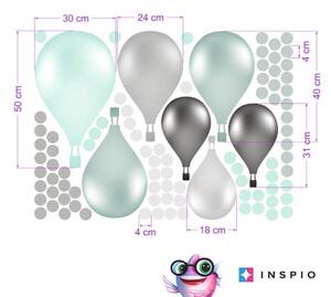 INSPIO-textilná prelepiteľná nálepka - Samolepiace balóny v nórskom štýle v mentolovej farbe