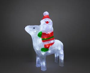 Vianočná LED akrylová dekorácia – Santa Claus na sobovi, studená biela, 47 cm