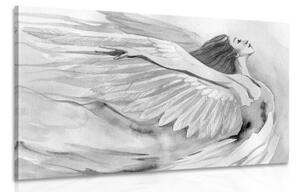Obraz slobodný anjel v čiernobielom prevedení - 60x40