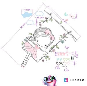 INSPIO-textilná prelepiteľná nálepka - INSPIO víla na hojdačke v púdrových šatkách