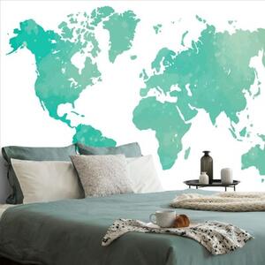 Tapeta mapa sveta v zelenom odtieni - 150x100