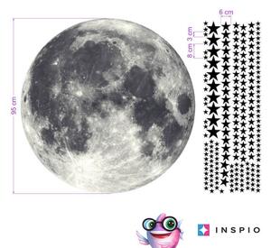 INSPIO-textilná prelepiteľná nálepka - Nálepky na stenu - Mesiac s hviezdami