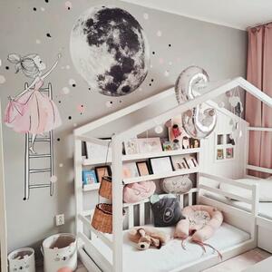 INSPIO-textilná prelepiteľná nálepka - Samolepka na stenu - Mesiac a dievča na rebríku s hviezdami, veľká nálepka