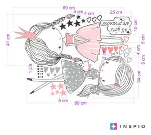 INSPIO-textilná prelepiteľná nálepka - Víly, nálepky v sivo ružovej farbe
