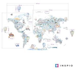 INSPIO-textilná prelepiteľná nálepka - Chlapčenská cestovateľská mapa sveta