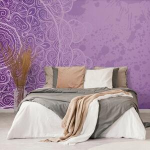 Samolepiaca tapeta fialová arabeska na abstraktnom pozadí - 225x150