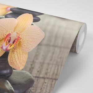 Samolepiaca fototapeta orchidea a Zen kamene - 225x150