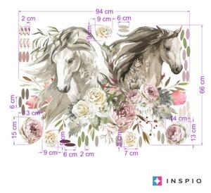 INSPIO-textilná prelepiteľná nálepka - Romantická nálepka s koňmi - nálepky pre staršie deti