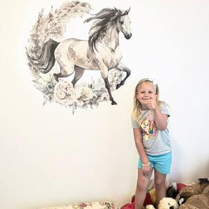 INSPIO-textilná prelepiteľná nálepka - Nálepka na stenu - Hnedý kôň v boho štýle