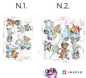 INSPIO-textilná prelepiteľná nálepka - Nálepky na stenu - Zvieratká na cestách pre chlapcov