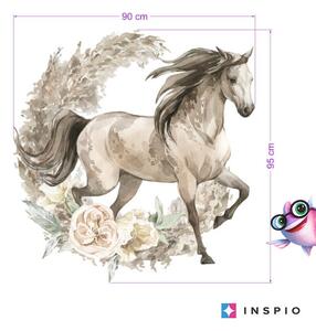 INSPIO-textilná prelepiteľná nálepka - Nálepka na stenu - Hnedý kôň v boho štýle