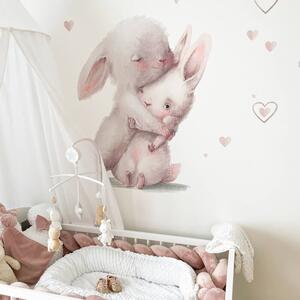 INSPIO-textilná prelepiteľná nálepka - Akvarelová nálepka na stenu - Zajačiky v objatí