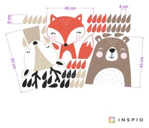 INSPIO-textilná prelepiteľná nálepka - Medveď, líška a srnka - detské samolepky na stenu