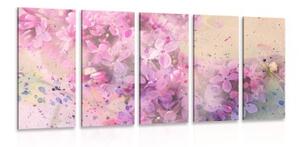 5-dielny obraz ružová vetvička kvetov - 100x50