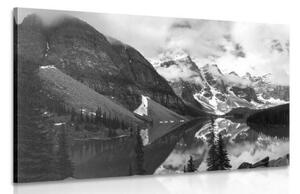 Obraz nádherná horská krajina v čiernobielom prevedení - 60x40