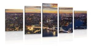 5-dielny obraz letecký pohľad na Tower Bridge - 100x50