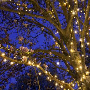 Vonkajšia LED vianočná reťaz, teplá biela, 10m, 500 LED, so zábleskami alebo stále svietenie