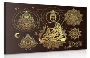Obraz zlatý meditujúci Budha - 60x40