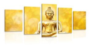 5-dielny obraz zlatá socha Budhu - 100x50