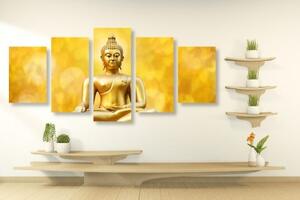 5-dielny obraz zlatá socha Budhu - 100x50