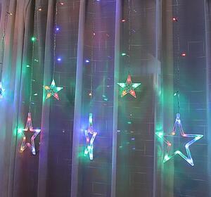 Vnútorný LED vianočný záves - Hviezdy , 3m, 138 LED, rôzne farby na výber Farba: Rôznofarebná