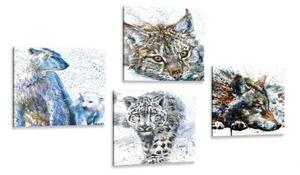 Set obrazov zvieratá v zaujímavom akvarelovom prevedení - 4x 40x40