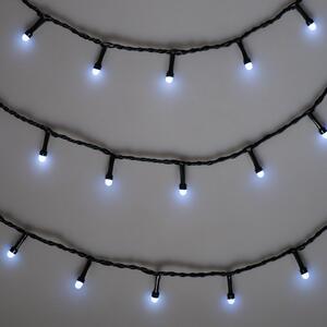 Vnútorná LED vianočná reťaz so 7mm guľatými diódami, studená biela, 10 m, 100 LED