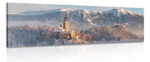 Obraz kostol pri jazere Bled v Slovinsku - 120x40