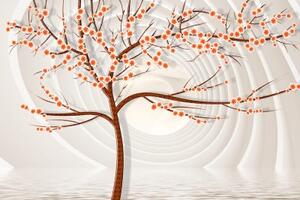 Samolepiaca tapeta moderný strom na abstraktnom pozadí - 450x300