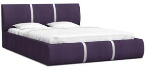 Čalúnená manželská posteľ PLATINUM fialová biela 140x200 Trinity s dreveným roštom
