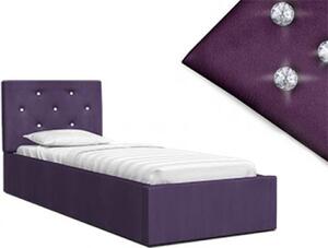 Luxusná manželská posteľ CRYSTAL fialová 90x200 s kovovým roštom