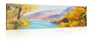 Obraz scenéria horského jazera - 150x50