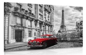 Obraz červené retro auto v Paríži - 90x60