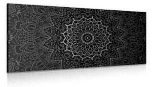 Obraz vintage Mandala v indickom štýle v čiernobielom prevedení - 100x50