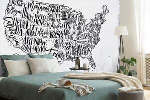 Samolepiaca tapeta šedá mapa USA s jednotlivými štátmi - 450x300