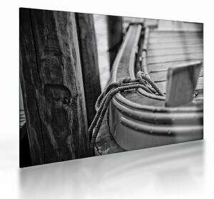 Sklenený obraz - Priviazaná loď (70x50 cm)