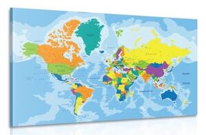 Obraz farebná mapa sveta - 90x60