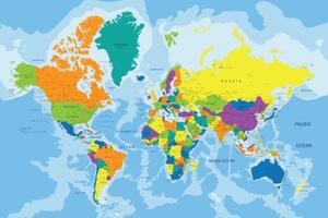 Obraz farebná mapa sveta - 60x40