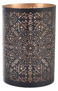 InDecor Kovový svietnik Mandala čierna, 13 x 22 cm, L