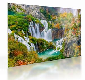 Sklenený obraz - Národný park Plitvické jazerá (70x50 cm)
