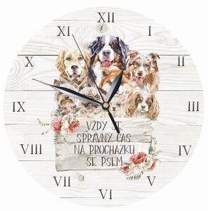 Bohemia Gifts Drevené hodiny - Pre milovníkov psov, 24 cm