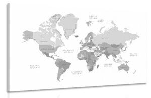 Obraz čiernobiela mapa sveta vo vintage vzhľade - 90x60